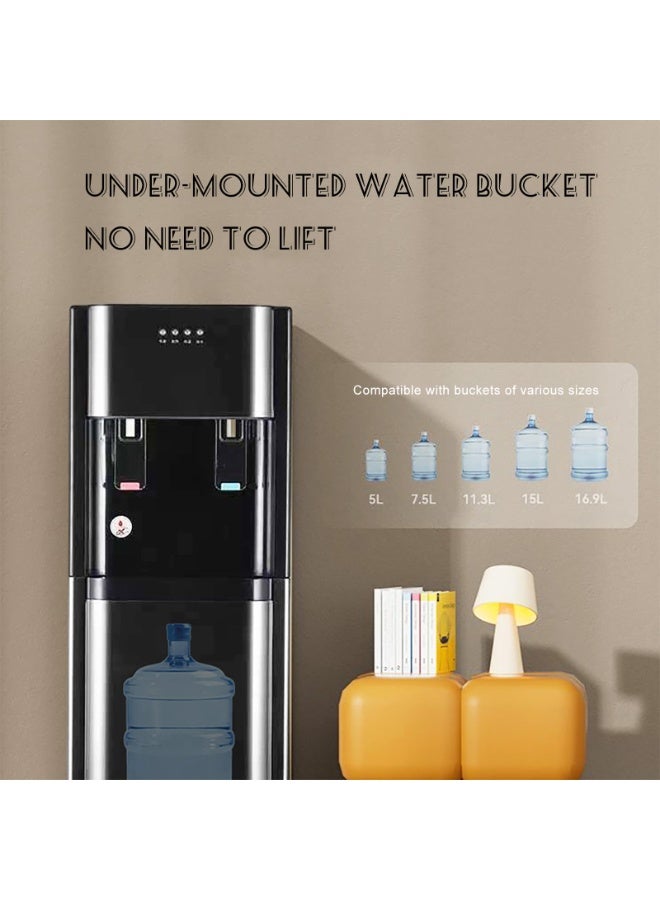 RUIYADA Water Dispenser for 5 gallonBottom-Loading It Features a Boil-Dry Prevention Design Three Temperature Settings, and Durable Stainless Steel Construction Making it Suitable for Home and Office us Gray - Image 4